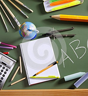 ABC school blackboard green board back to school