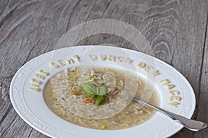 ABC Soup With German Text For Love Goes Through The Stomach