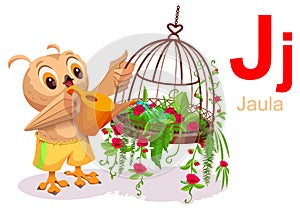 ABC spanish alphabet letter J jaula translation cage for birds