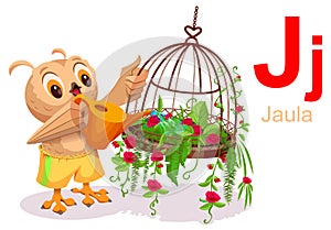ABC spanish alphabet letter J jaula translation cage for birds photo