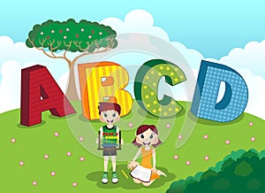 ABCD alphabet and children photo