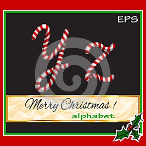 ABCDEF, vector christmas sugar-candy font on a