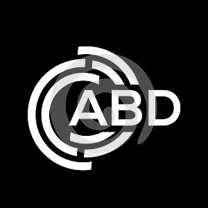 ABD letter logo design on black background.