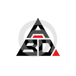 ABD triangle letter logo design with triangle shape. ABD triangle logo design monogram. ABD triangle vector logo template with red