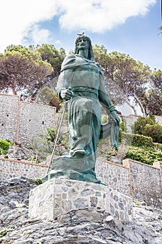 Abderrahman I statue in the town of AlmuÃ±ecar in Granada