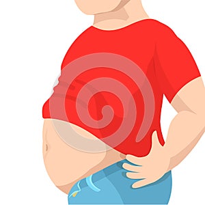 Abdomen fat, overweight man with a big belly. Vector illustration photo