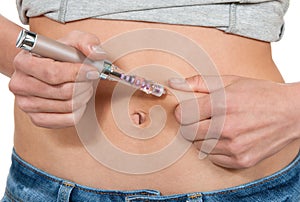 Abdomen subcutaneous insulin syringe pen injection