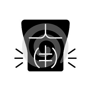 Abdominal muscle strain black glyph icon