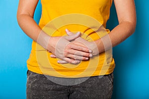 Abdominal pain, endometriosis. Women menstruation concept photo