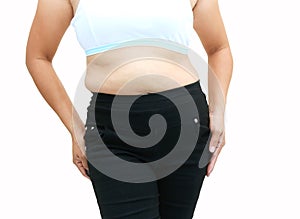 Abdominal surface of fat woman