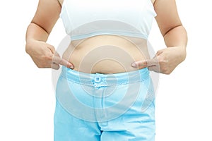Abdominal surface of fat woman