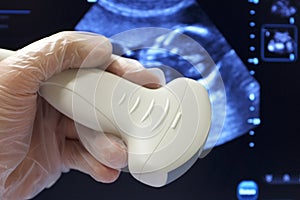 Abdominal ultrasoud probe fetus scan background