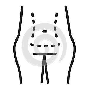 Abdominoplasty black line icon. Plastic body surgery. Isolated vector element. Outline pictogram for web page, mobile app, promo