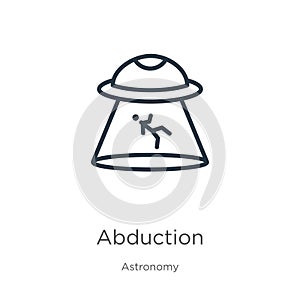 Abduction icon. Thin linear abduction outline icon isolated on white background from astronomy collection. Line vector sign,