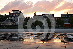 Sunset in a city in Germany