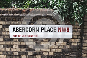 Abercorn Place street name sign, London