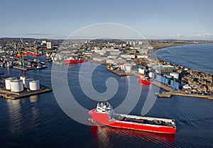 Aberdeen harbour and ships viewed from above