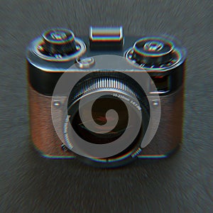 Aberration stylization old vintage photo camera 3d render