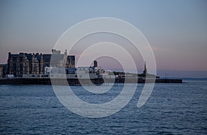 Aberystwyth city in Wales beach sunset