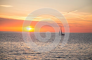 Aberystwyth city in Wales sea sunset