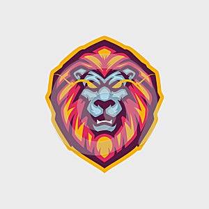 Abgry Lion Head Roaring. Mascot Logo Template Vector