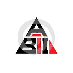 ABI triangle letter logo design with triangle shape. ABI triangle logo design monogram. ABI triangle vector logo template with red