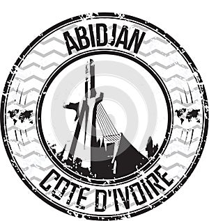 Abidjan Cote D`ivoire Grunge Travel Stamp