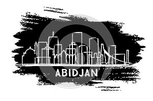 Abidjan Ivory Coast City Skyline Silhouette. Hand Drawn Sketch