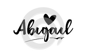 Abigail name text word with love heart hand written for logo typography design template photo