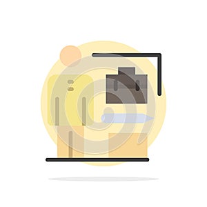 Abilities, Accomplished, Achieve, Businessman Abstract Circle Background Flat color Icon