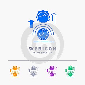 abilities, development, Female, global, online 5 Color Glyph Web Icon Template isolated on white. Vector illustration