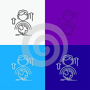 abilities, development, Female, global, online Icon Over Various Background. Line style design, designed for web and app. Eps 10