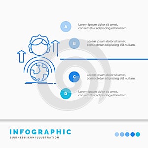 abilities, development, Female, global, online Infographics Template for Website and Presentation. Line Blue icon infographic