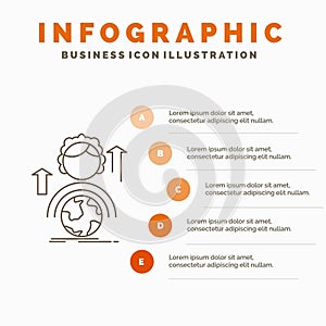 abilities, development, Female, global, online Infographics Template for Website and Presentation. Line Gray icon with Orange