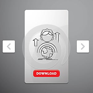 abilities, development, Female, global, online Line Icon in Carousal Pagination Slider Design & Red Download Button