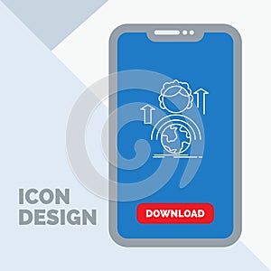 abilities, development, Female, global, online Line Icon in Mobile for Download Page