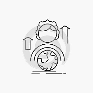 abilities, development, Female, global, online Line Icon. Vector isolated illustration