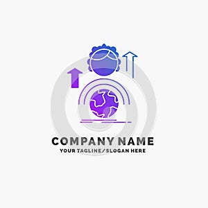 abilities, development, Female, global, online Purple Business Logo Template. Place for Tagline