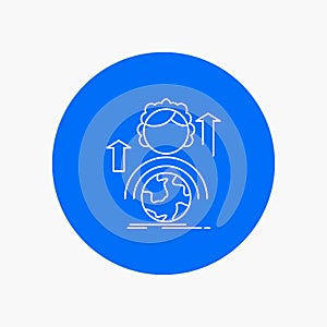 abilities, development, Female, global, online White Line Icon in Circle background. vector icon illustration