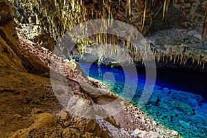 Abismo anhumas, cave with underground lake, Bonito national park, Mato Grosso Do Sul, Brazil photo