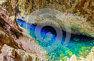 Abismo anhumas, cave with underground lake, Bonito national park, Mato Grosso Do Sul, Brazil