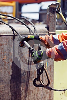 Able seaman working on deck during cargo operations