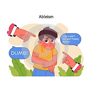 Ableism concept. Flat vector illustration