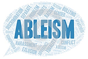 Ableism - type of discrimination - word cloud
