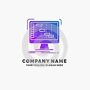 Ableton, application, daw, digital, sequencer Purple Business Logo Template. Place for Tagline