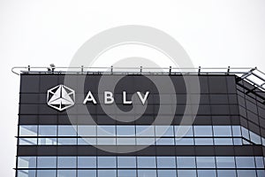 ABLV Bank skyscraper with logo. The European Central Bank has acted to suspend client payments at Latvia`s ABLV bank