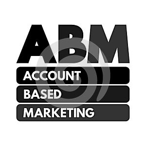 ABM Account Based Marketing - business marketing strategy that concentrates resources on a set of target accounts within a market