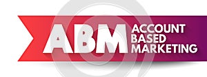 ABM Account Based Marketing - business marketing strategy that concentrates resources on a set of target accounts within a market