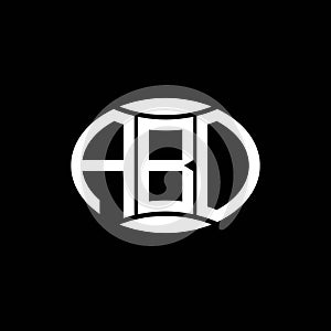 ABO abstract monogram circle logo design on black background. ABO Unique creative initials letter logo