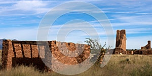 Abo Mission ruiins, with remains of the church in background